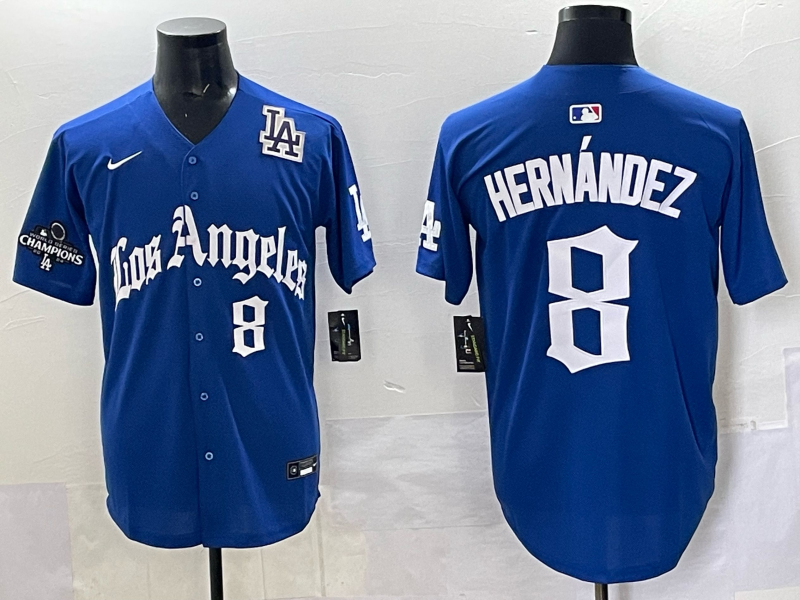 Men Los Angeles Dodgers #8 Hernandez Blue 2025 Nike MLB Jersey style 007->los angeles dodgers->MLB Jersey